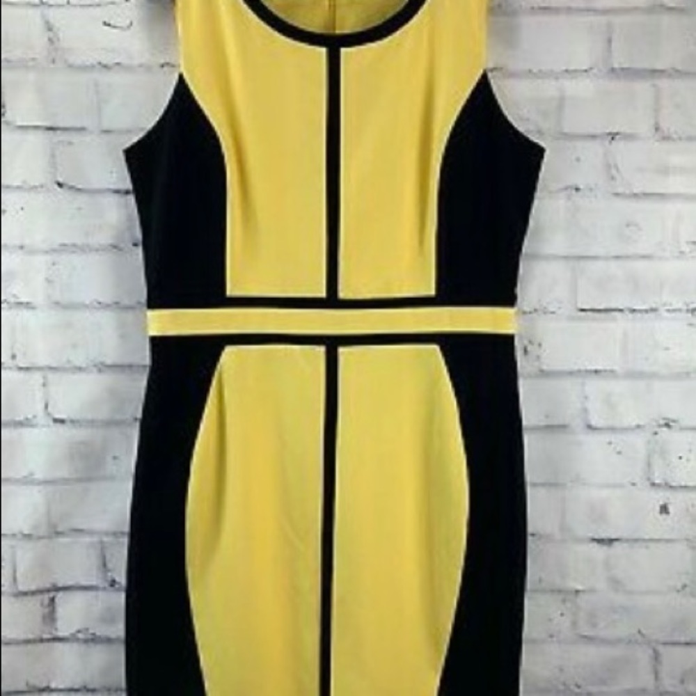 7th Avenue NY&Co Yellow Sheath Dress Size 8